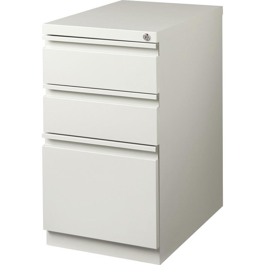 Lorell 20" Box/Box/File Mobile File Cabinet with Full-Width Pull - 15" x 20" x 27.8" - Letter - Security Lock, Recessed Handle, Ball-bearing Suspension - Light Gray - Steel - Recycled. Picture 6