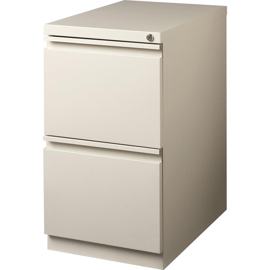 Lorell 20" File/File Mobile File Cabinet with Full-Width Pull - 15" x 20" x 27.8" - Letter - Recessed Handle, Ball-bearing Suspension, Security Lock - Putty - Steel - Recycled. Picture 8