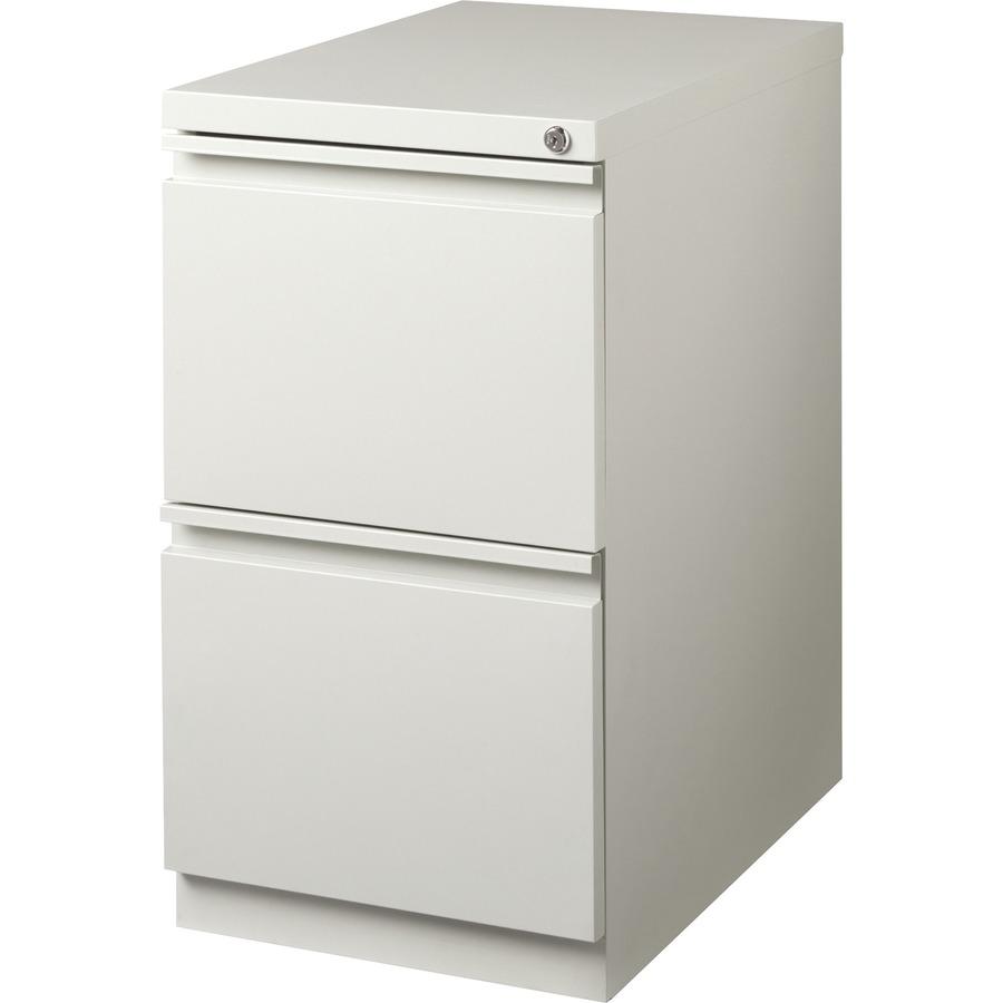 Lorell 20" File/File Mobile File Cabinet with Full-Width Pull - 15" x 20" x 27.8" - Letter - Ball-bearing Suspension, Recessed Handle, Security Lock - Light Gray - Steel - Recycled. Picture 8