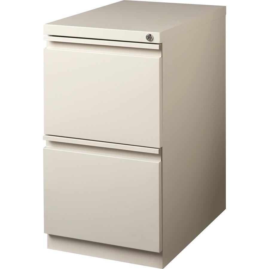 Lorell 23" File/File Mobile File Cabinet with Full-Width Pull - 15" x 22.9" x 27.8" - Letter - Ball-bearing Suspension, Security Lock, Recessed Handle - Putty - Steel - Recycled. Picture 8