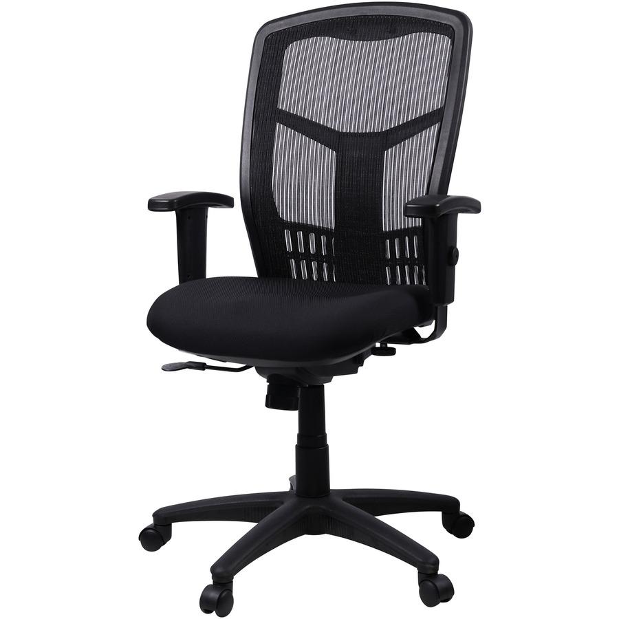 Lorell Executive Mesh High-back Swivel Chair - Black Fabric Seat - Steel Frame - Black - 1 Each. Picture 6