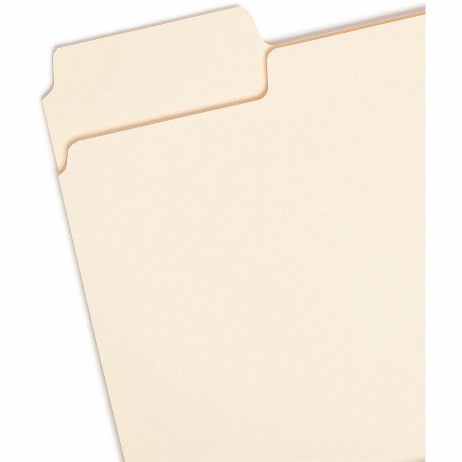 Smead SuperTab 1/3 Tab Cut Letter Recycled Top Tab File Folder - 8 1/2" x 11" - 3/4" Expansion - Top Tab Location - Assorted Position Tab Position - Manila - Manila - 10% Recycled - 50 / Box. Picture 10