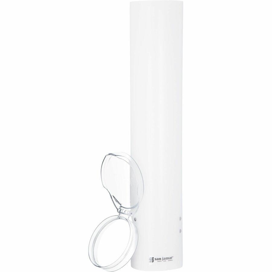 San Jamar Small Pull-type Water Cup Dispenser - 16" Tube - Pull Dispensing - Wall Mountable - Transparent White - Plastic - 1 Each. Picture 6