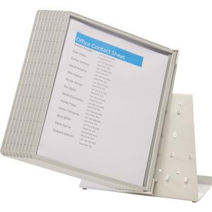 DURABLE&reg; VARIO&reg; Antimicrobial Desktop Reference Display System - Desktop - 10 Double Sided Panels - Letter Size - Antimicrobial Polypropylene Sleeves - Anti-Reflective/Non-Glare - Gray. Picture 9