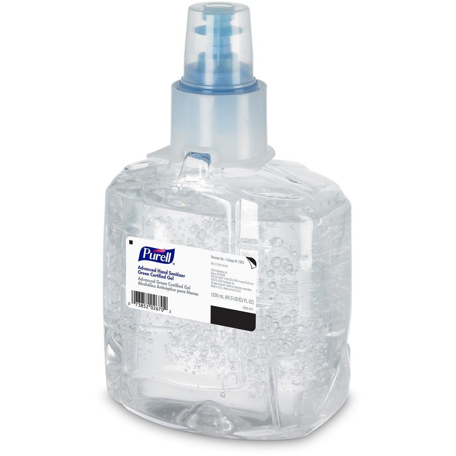 PURELL&reg; Hand Sanitizer Gel Refill - 40.6 fl oz (1200 mL) - Hands-free Dispenser - Kill Germs - Skin, Hand - Clear - Fragrance-free, Dye-free - 2 / Carton. Picture 3