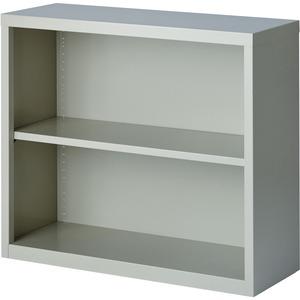 Lorell Fortress Series Bookcase - 34.5" x 13" x 30" - 2 x Shelf(ves) - Light Gray - Powder Coated - Steel - Recycled. Picture 2