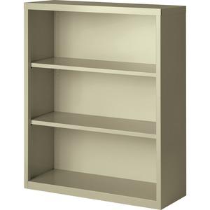 Lorell Fortress Series Bookcase - 34.5" x 13" x 42" - 3 x Shelf(ves) - Putty - Powder Coated - Steel - Recycled. Picture 4