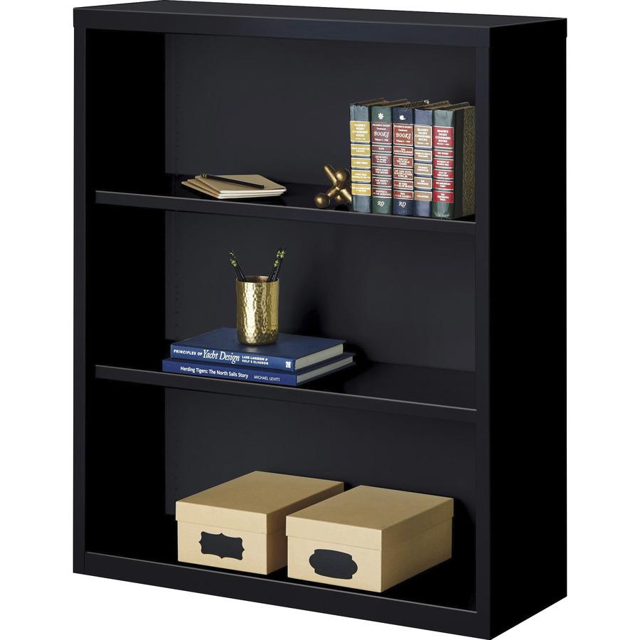 Lorell Fortress Series Bookcase - 34.5" x 13" x 42" - 3 x Shelf(ves) - Black - Powder Coated - Steel - Recycled. Picture 6