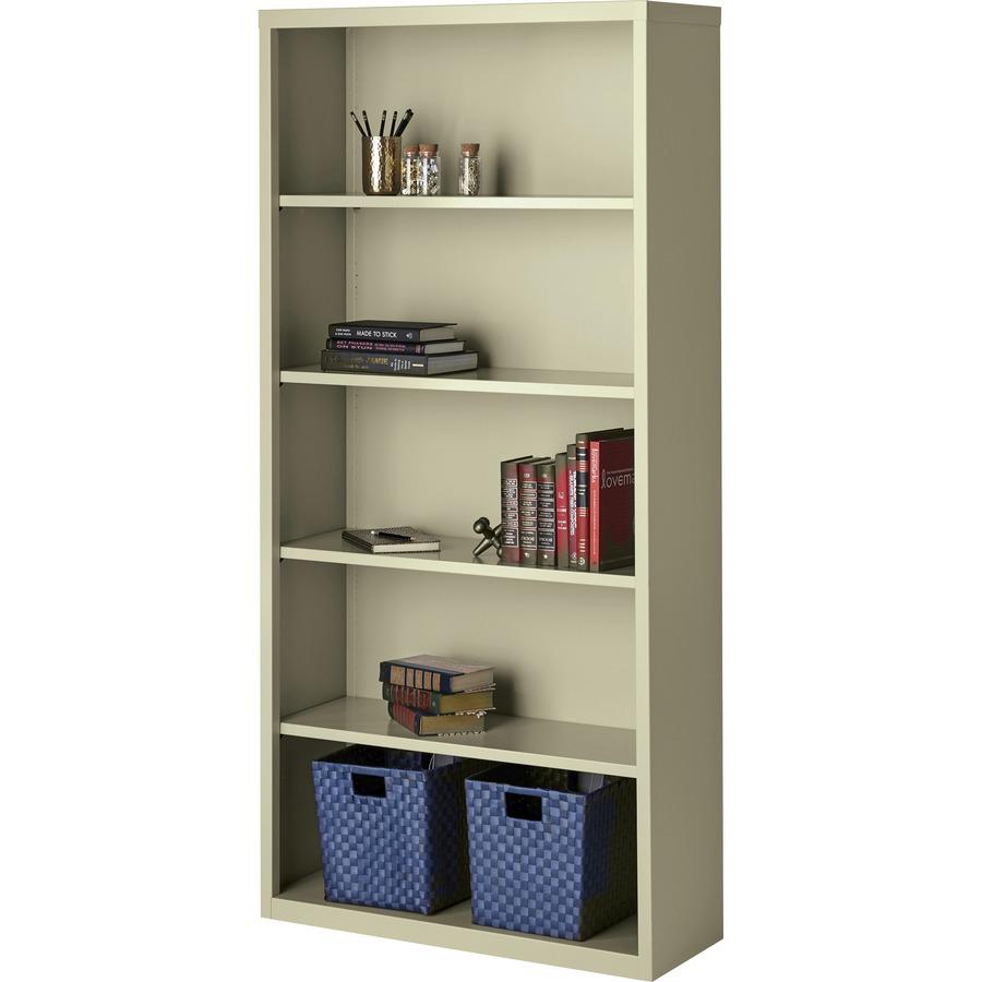 Lorell Fortress Series Bookcase - 34.5" x 13" x 72" - 6 x Shelf(ves) - Putty - Powder Coated - Steel - Recycled. Picture 6