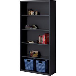 Lorell Fortress Series Bookcase - 34.5" x 13" x 72" - 5 x Shelf(ves) - Black - Powder Coated - Steel - Recycled. Picture 5