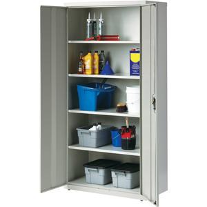 Lorell Fortress Series Storage Cabinets - 36" x 18" x 72" - 5 x Shelf(ves) - Recessed Locking Handle, Hinged Door, Durable - Light Gray - Powder Coated - Steel - Recycled. Picture 7