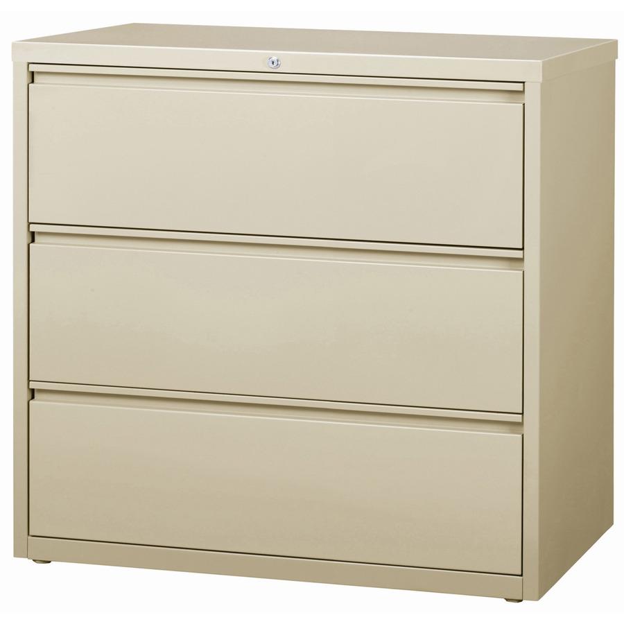 Lorell Fortress Series Lateral File - 42" x 18.6" x 40.3" - 3 x Drawer(s) for File - Letter, Legal, A4 - Lateral - Locking Drawer, Magnetic Label Holder, Ball-bearing Suspension, Leveling Glide - Putt. Picture 3