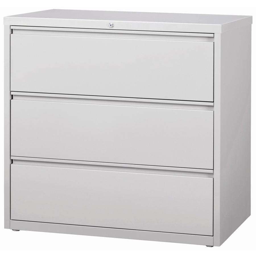 Lorell Fortress Series Lateral File - 42" x 18.6" x 40.3" - 3 x Drawer(s) for File - Letter, Legal, A4 - Lateral - Locking Drawer, Magnetic Label Holder, Ball-bearing Suspension, Leveling Glide - Ligh. Picture 3