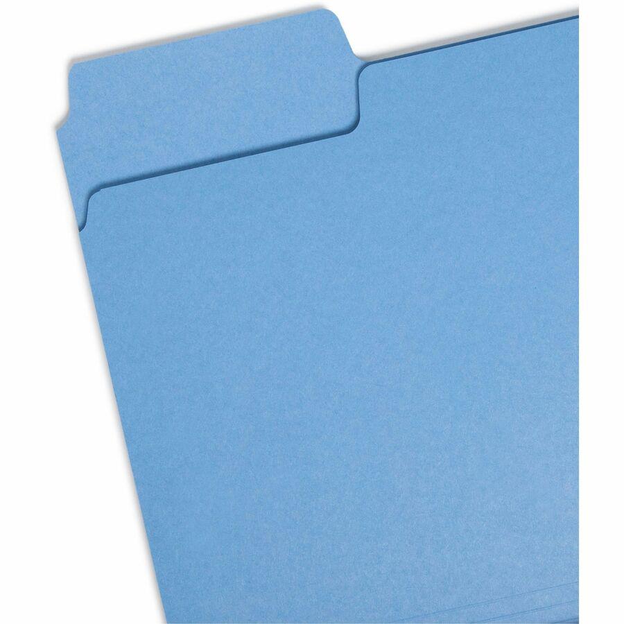 Smead SuperTab 1/3 Tab Cut Letter Recycled Top Tab File Folder - 8 1/2" x 11" - 3/4" Expansion - Top Tab Location - Assorted Position Tab Position - Blue, Red, Green, Yellow - 10% Recycled - 50 / Box. Picture 6