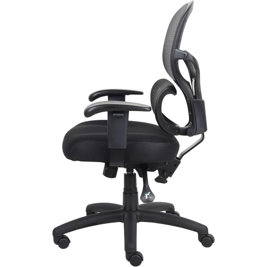 Lorell Mesh-Back Executive Chair - Black Fabric Seat - Black Mesh Back - 5-star Base - Black, Silver - Fabric - 1 Each. Picture 6