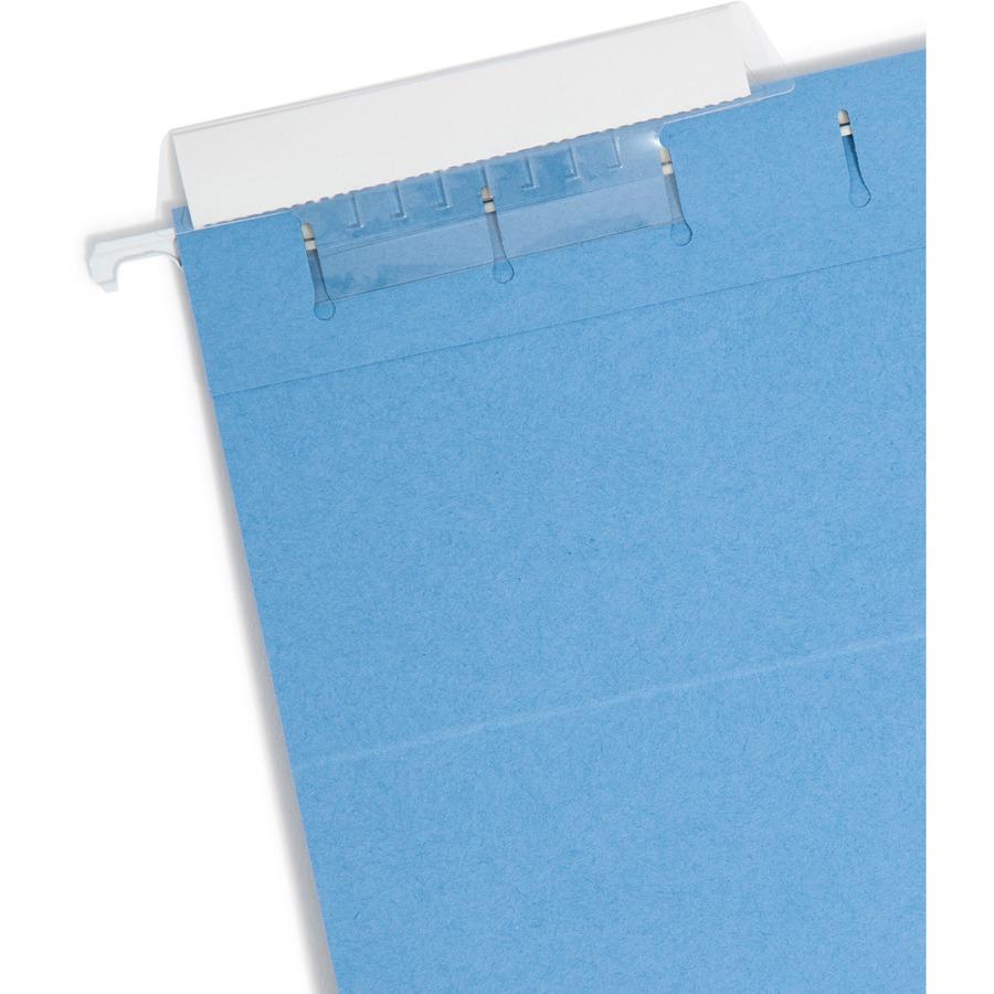 Smead 1/3 Tab Cut Letter Recycled Hanging Folder - 8 1/2" x 11" - Top Tab Location - Assorted Position Tab Position - Poly - Blue, Green, Purple, Red, Yellow - 10% Paper Recycled - 25 / Box. Picture 6