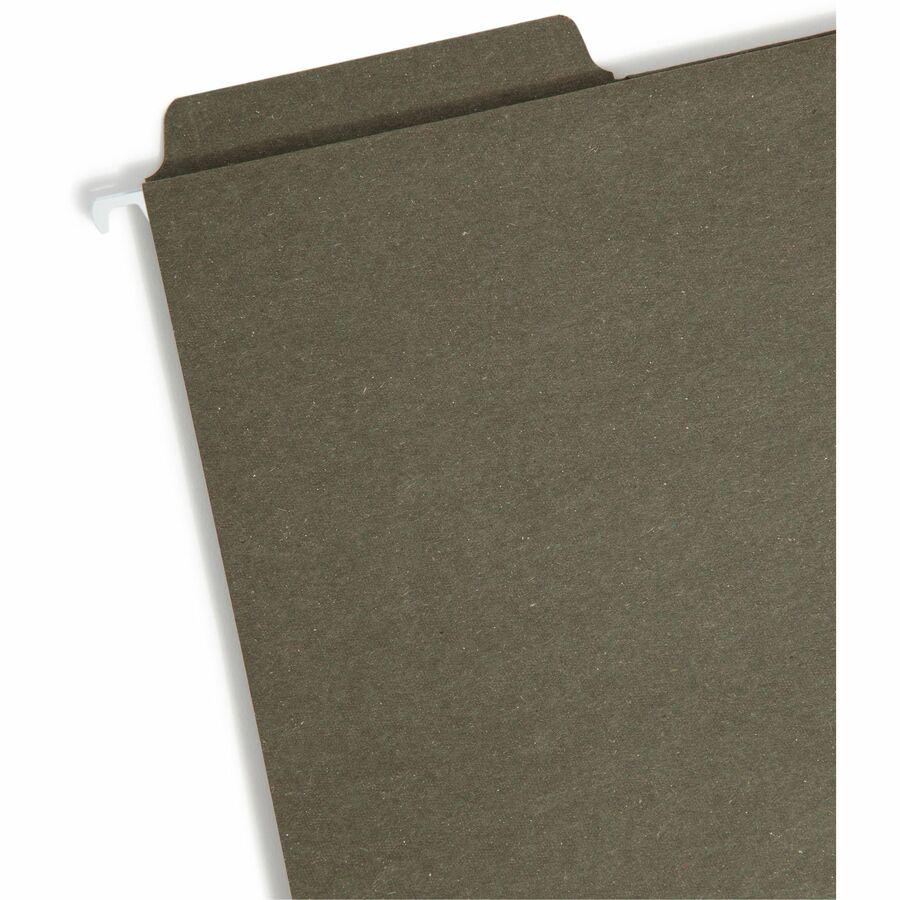 Smead FasTab 1/3 Tab Cut Letter Recycled Hanging Folder - 8 1/2" x 11" - Top Tab Location - Assorted Position Tab Position - Standard Green - 100% Paper Recycled - 20 / Box. Picture 6