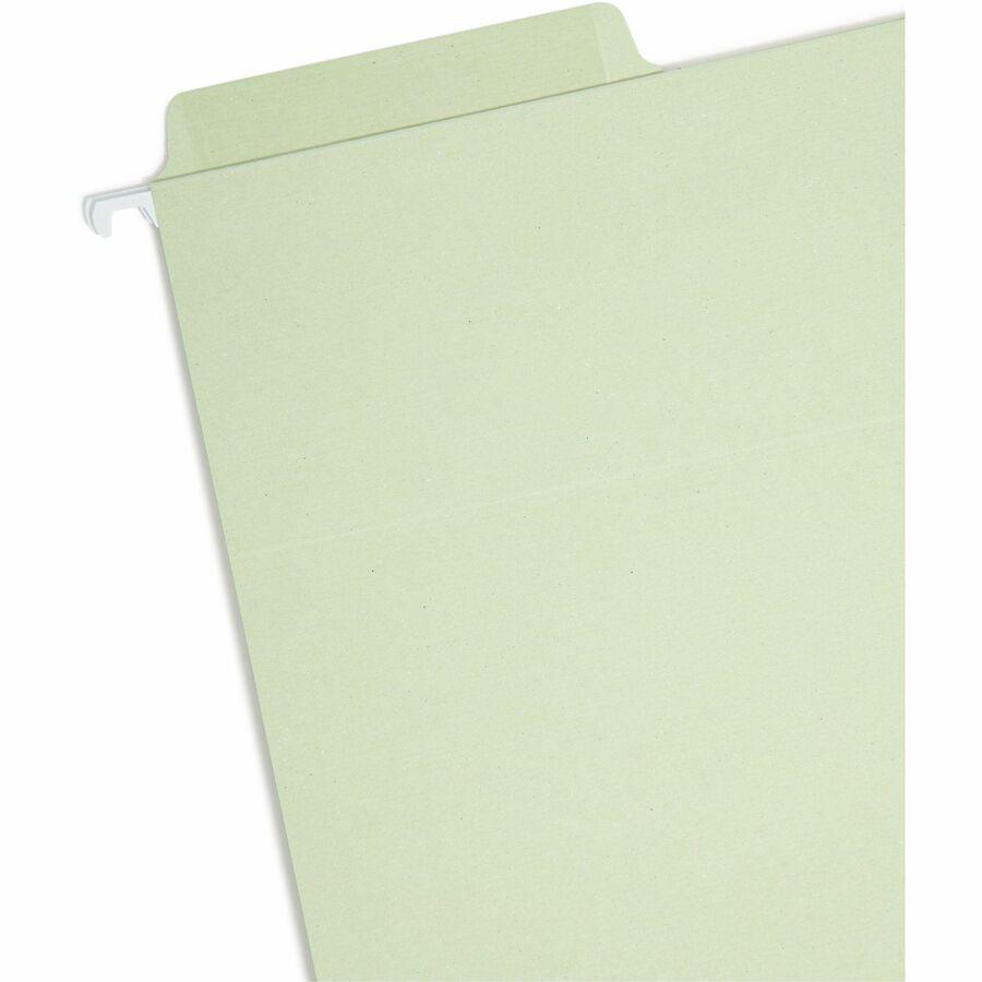 Smead FasTab 1/3 Tab Cut Letter Recycled Hanging Folder - 8 1/2" x 11" - Top Tab Location - Assorted Position Tab Position - Moss - 10% Recycled - 20 / Box. Picture 6