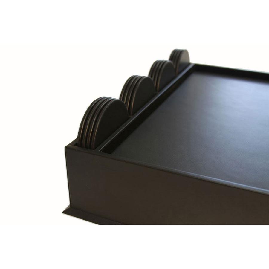 Dacasso 23-Piece Combination Set - Black Top-Grain Leather - 12" Height x 16" Width x 18" Depth - Desktop - Leather - 1 Each. Picture 2