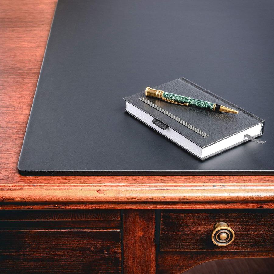 Dacasso Desk Mat - Black Leatherette - Rectangle - 30" Width x 19" Depth - Felt - Leatherette - Black. Picture 2