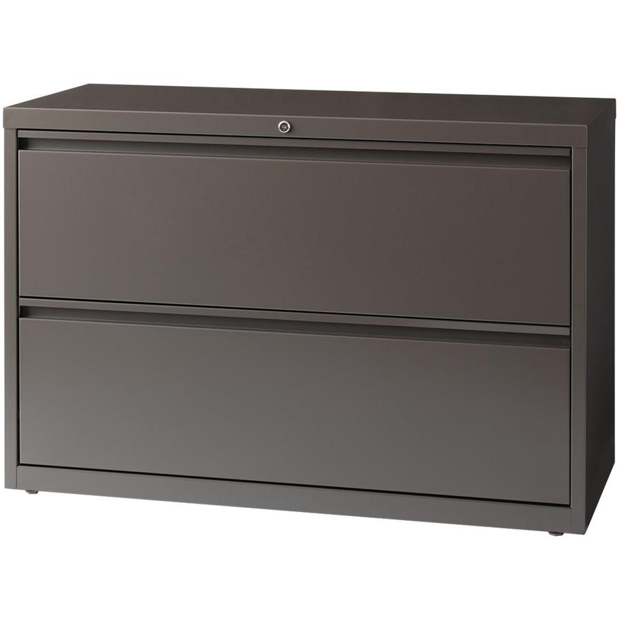 Lorell Fortress Series Lateral File - 42" x 18.6" x 28" - 1 x Shelf(ves) - 2 x Drawer(s) for File - Letter, Legal, A4 - Lateral - Magnetic Label Holder, Ball Bearing Slide, Ball-bearing Suspension, Ad. Picture 4