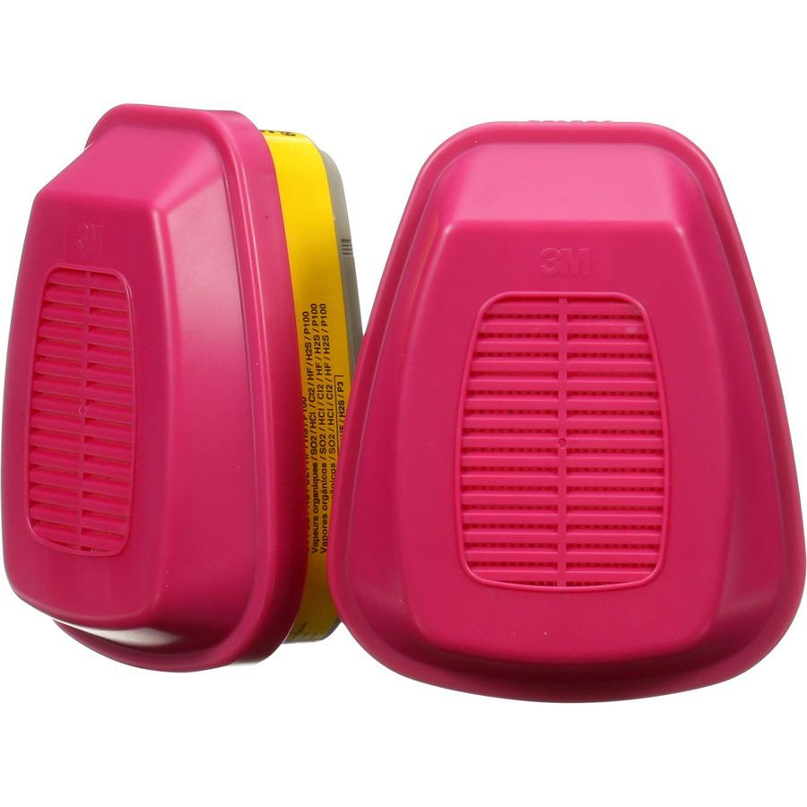 Tekk Protection Multipurpose Respirator Replacement Cartridges - Liquid, Gases, Vapor Protection - Pink - 2 / Pack. Picture 3