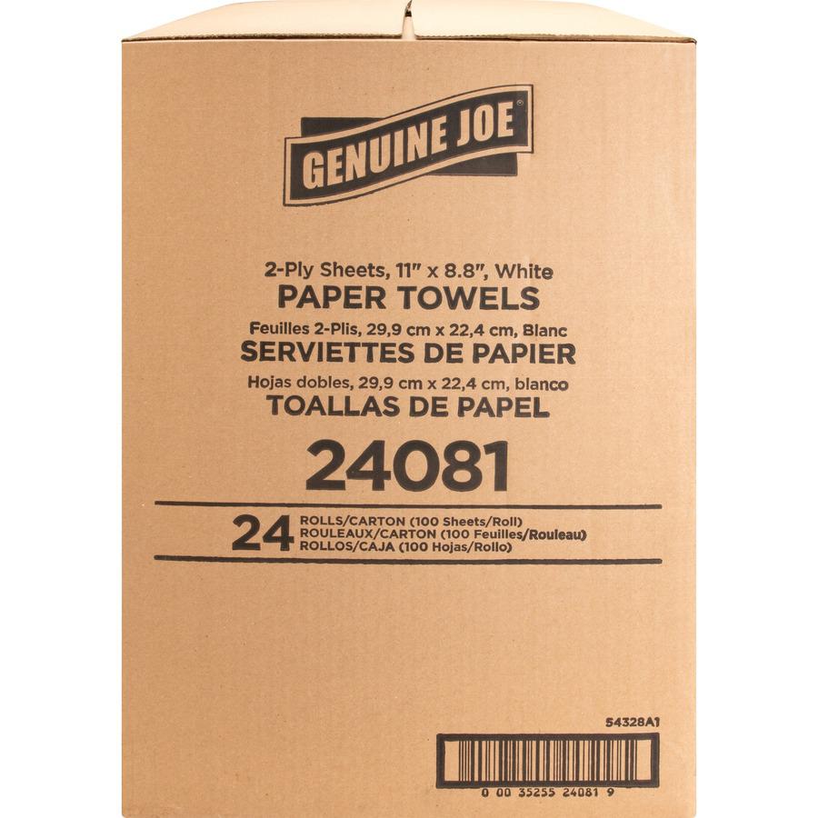 Genuine Joe Kitchen Roll Flexible Size Towels - 2 Ply - 1.63" Core - White - 24 / Carton. Picture 16