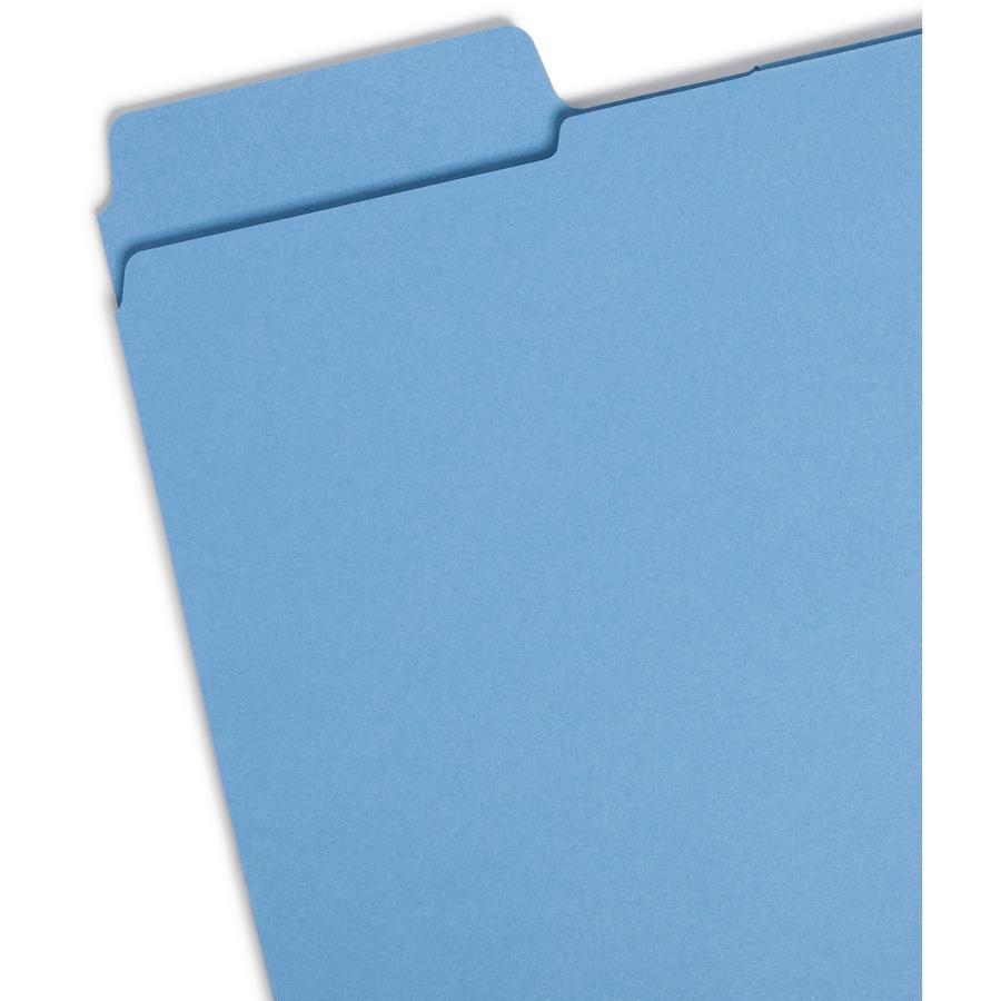 Smead SuperTab 1/3 Tab Cut Letter Recycled Top Tab File Folder - 8 1/2" x 11" - 3 Internal Pocket(s) - Blue, Red, Green, Yellow - 10% Recycled - 12 / Pack. Picture 6