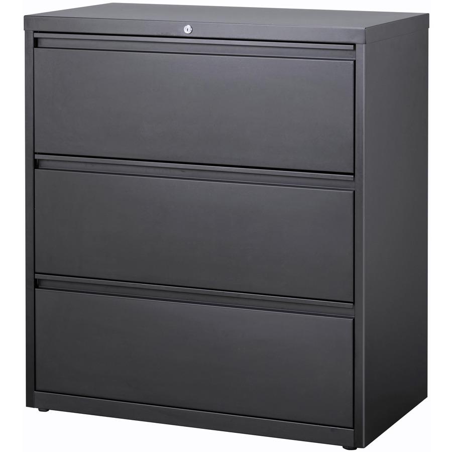 Lorell Fortress Series Lateral File - 36" x 18.8" x 40.1" - 3 x Drawer(s) for File - A4, Legal, Letter - Lateral - Anti-tip, Security Lock, Ball Bearing Slide, Reinforced Base, Leveling Glide, Interlo. Picture 3