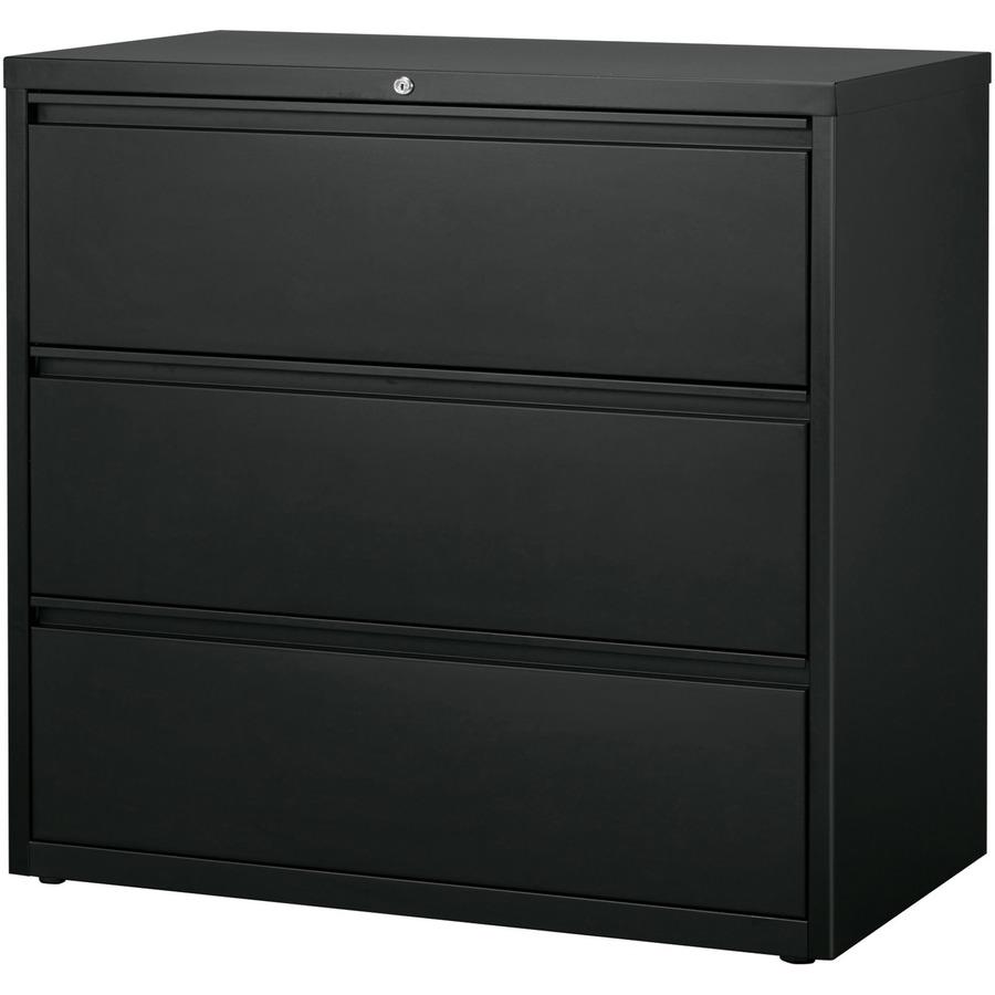 Lorell Fortress Series Lateral File - 42" x 18.8" x 40.1" - 3 x Drawer(s) for File - A4, Legal, Letter - Lateral - Anti-tip, Security Lock, Ball Bearing Slide, Reinforced Base, Leveling Glide, Interlo. Picture 4