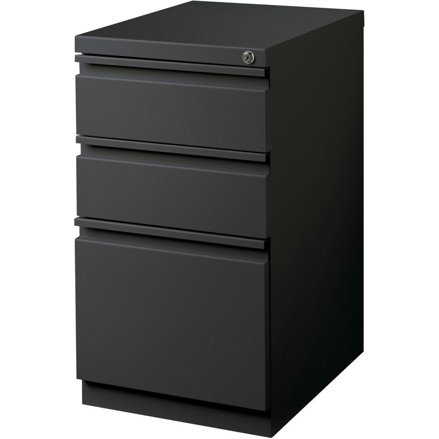 Lorell 20" Box/Box/File Mobile File Cabinet with Full-Width Pull - 15" x 19.9" x 27.8" - 3 x Drawer(s) for Box, File - Letter - Mobility, Casters, Drawer Extension, Security Lock, Recessed Drawer, Bal. Picture 8