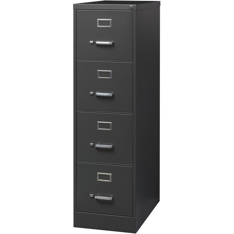Lorell Fortress Series 26-1/2" Commercial-Grade Vertical File Cabinet - 15" x 26.5" x 52" - 4 x Drawer(s) for File - Letter - Vertical - Drawer Extension, Security Lock, Label Holder, Pull Handle - Ch. Picture 5