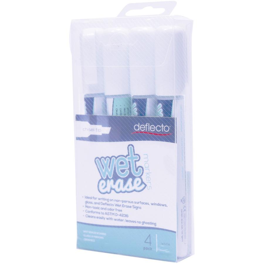 Deflecto Wet Erase Markers - Fine, Bold Marker Point - Chisel Marker Point Style - White - 4 / Pack. Picture 2