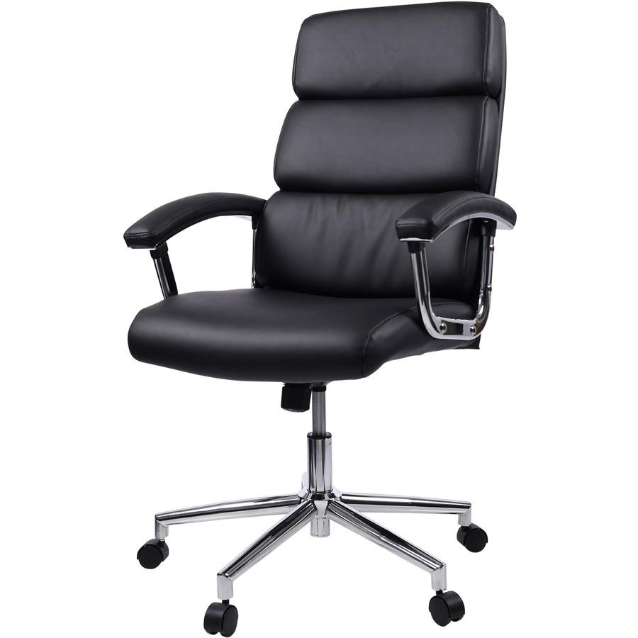 Lorell High-back Office Chair - Black Bonded Leather Seat - Black Bonded Leather Back - 1 Each. Picture 6