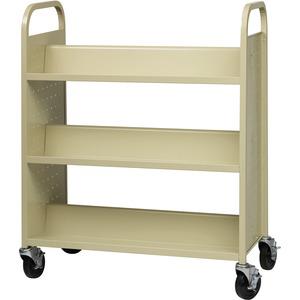 Lorell Double-sided Book Cart - 6 Shelf - 200 lb Capacity - 5" Caster Size - Steel - x 36" Width x 19" Depth x 46" Height - Putty - 1 Each. Picture 11