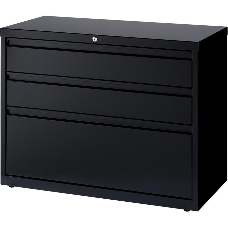 Lorell 36" Box/Box/File Lateral File Cabinet - 36" x 18.6" x 28" - 3 x Drawer(s) for Box, File - A4, Legal, Letter - Lateral - Hanging Rail, Locking Drawer, Ball-bearing Suspension, Magnetic Label Hol. Picture 6