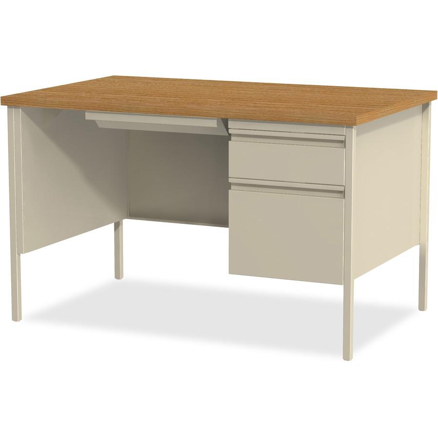 Lorell Fortress Series 48" Right Single-Pedestal Desk - Oak Laminate Rectangle Top - 30" Table Top Length x 48" Table Top Width x 1.13" Table Top Thickness - 29.50" Height - Assembly Required - Oak, P. Picture 5