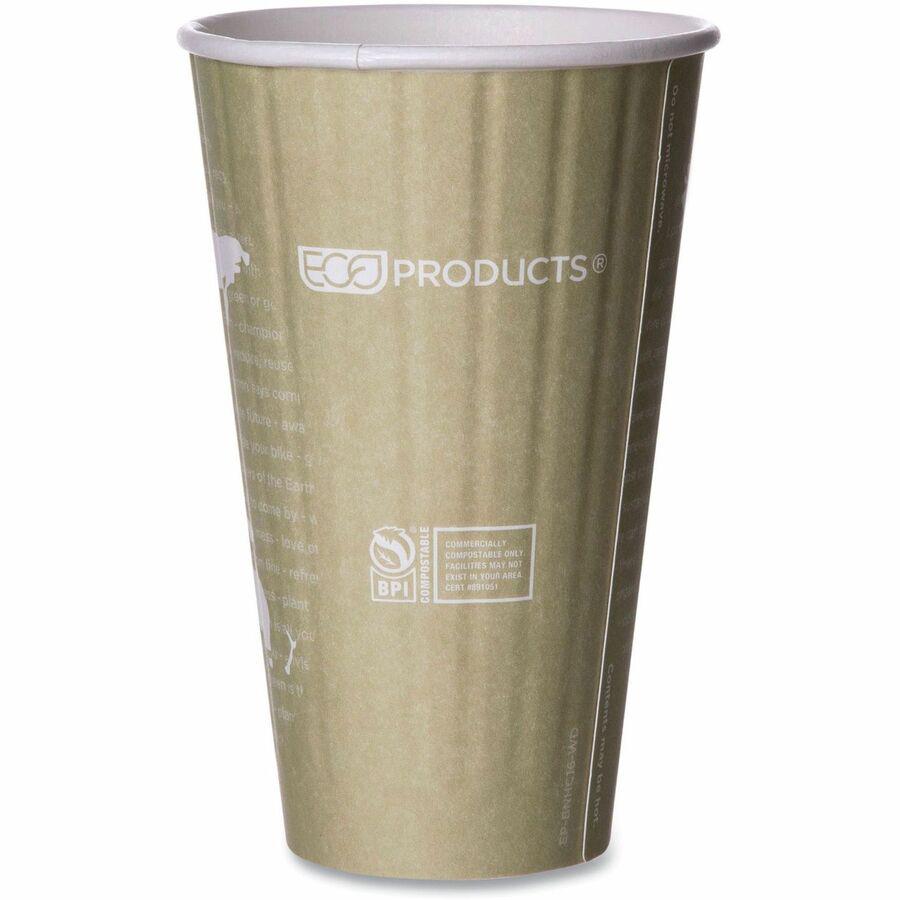 Eco-Products 16 oz World Art Insulated Hot Beverage Cups - 600 / Carton - Tan - Hot Drink. Picture 4