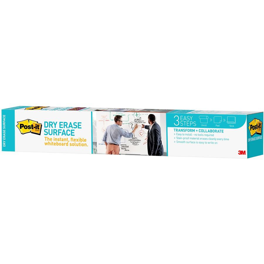 Post-it&reg; Self-Stick Dry-Erase Film Surface - White Surface - 24" (2 ft) Width x 36" (3 ft) Length - White Film - Rectangle - 1 / Pack. Picture 7