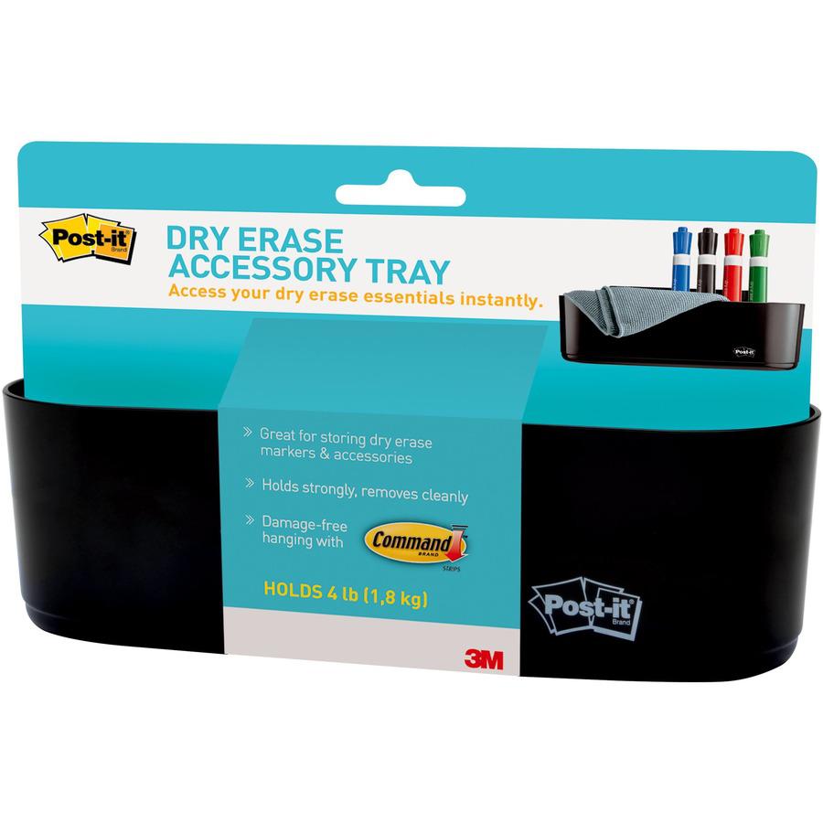 Post-it&reg; Dry-Erase Accessory Tray - 5.2" x 8.4" x 3" x - Plastic - 1 Each - Black. Picture 4