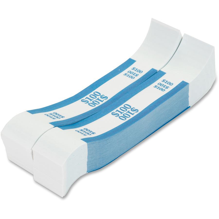 PAP-R Currency Straps - 1.25" Width - Total $100 in $1 Denomination - Self-sealing, Self-adhesive, Durable - 20 lb Basis Weight - Kraft - White, Blue - 1000 / Pack. Picture 4