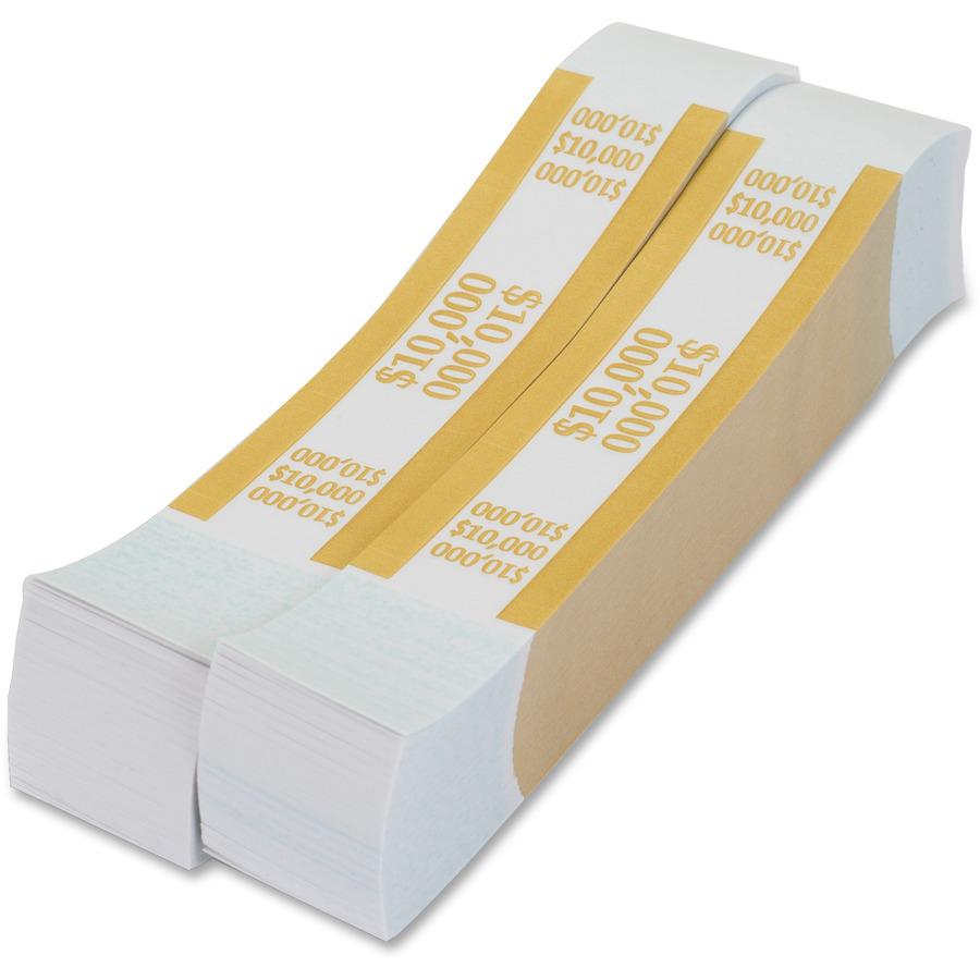 PAP-R Currency Straps - 1.25" Width - Self-sealing, Self-adhesive, Durable - 20 lb Basis Weight - Kraft - White, Yellow - 1000 / Pack. Picture 8
