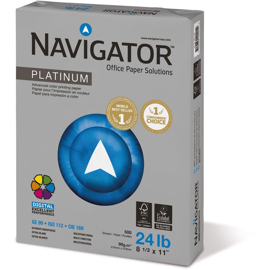 Navigator Platinum Digital Copy & Multipurpose Paper - Bright White - 99 Brightness - 96% Opacity - Letter - 8 1/2" x 11" - 24 lb Basis Weight - Extra Smooth - 5000 / Carton - Jam-free. Picture 6