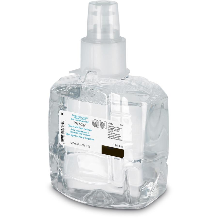 Provon LTX-12 Refill Clear & Mild Foam Handwash - 40.6 fl oz (1200 mL) - Pump Bottle Dispenser - Kill Germs - Skin, Hand - Moisturizing - Clear - Rich Lather, Fragrance-free, Dye-free - 2 / Carton. Picture 6