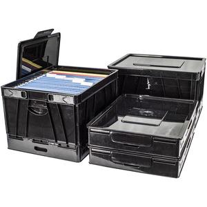 Storex Collapsible Storage Crate - External Dimensions: 14.3" Width x 17.3" Depth x 10.5"Height - 45 lb - 9.25 gal - Media Size Supported: Letter, Legal - Lid Lock Closure - Heavy Duty - Stackable - P. Picture 3