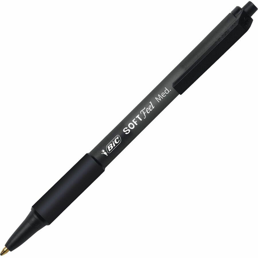 BIC SoftFeel Retractable Ball Pens - Medium Pen Point - 1 mm Pen Point Size - Retractable - Black - Black Barrel - 36 / Box. Picture 3