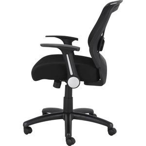 Lorell Flipper Arm Mid-back Chair - Fabric Seat - 5-star Base - Black - 1 Each. Picture 9