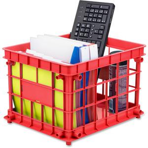 Storex Storage Crate - External Dimensions: 14.3" Width x 17.3" Depth x 11.2" Height - Stackable - Assorted - For File, Classroom Supplies - Recycled - 3 / Set. Picture 5