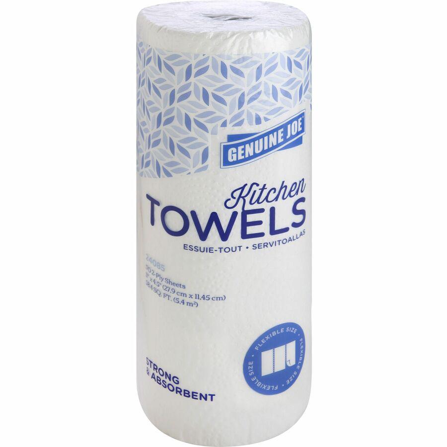 Genuine Joe Kitchen Roll Flexible Size Towels - 2 Ply - 1.63" Core - White - Paper - 30 / Carton. Picture 8