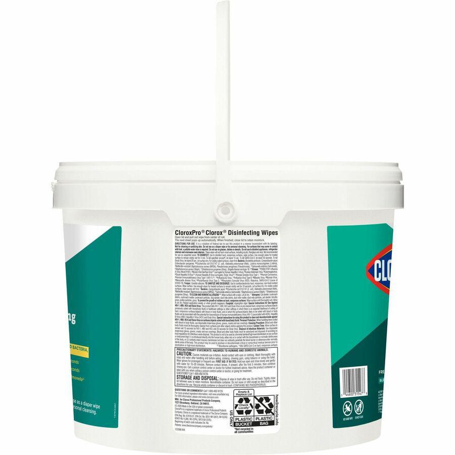 CloroxPro&trade; Disinfecting Wipes - Ready-To-Use - Fresh Scent - 700 / Bucket - 1 Each - Pre-moistened, Anti-bacterial, Textured - White. Picture 8